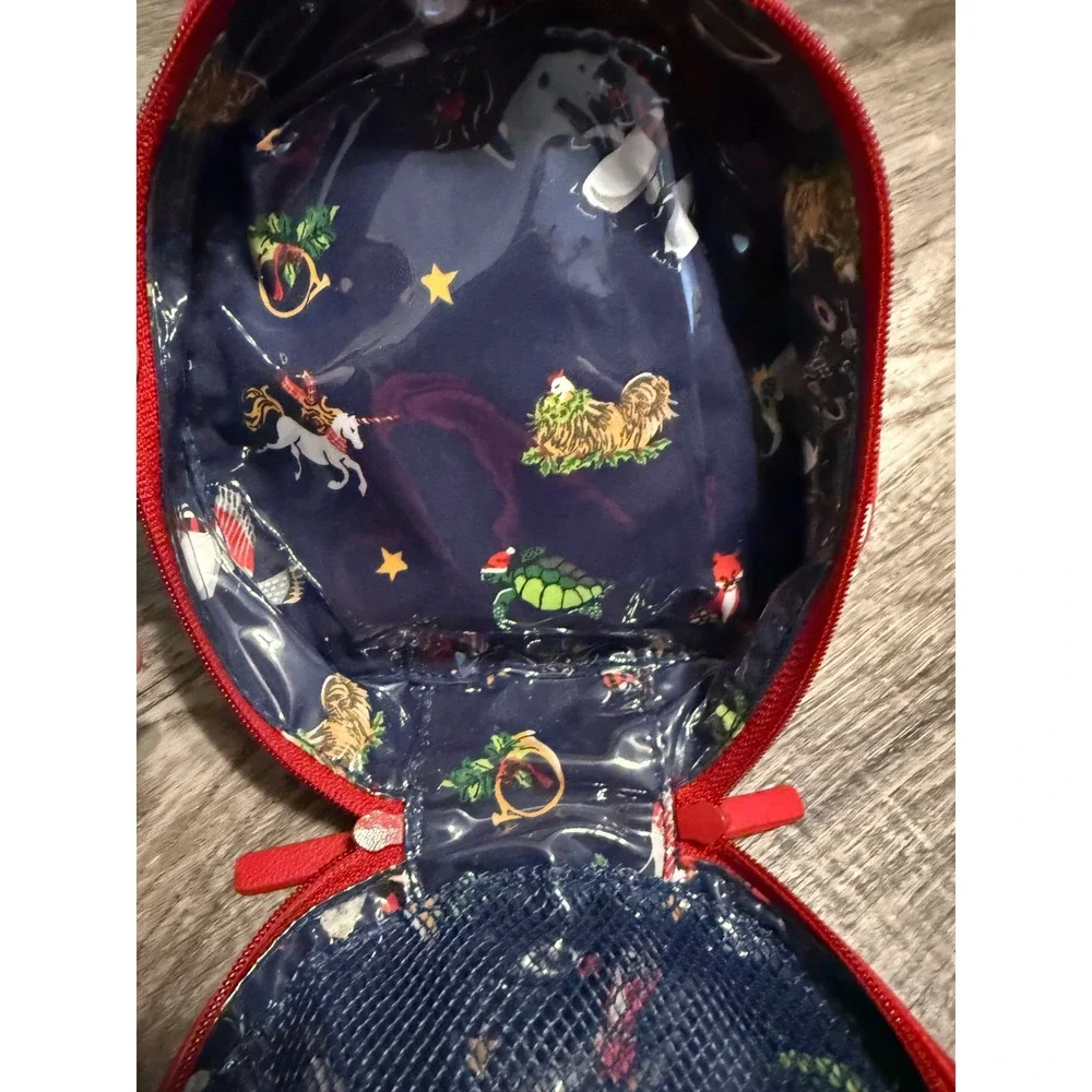 Red Scottie Dog Christmas Round Cosmetic Bag Pouch Zipper‎